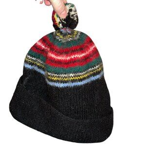 Robert Mackie Scottish Black Stewart Tartan fair isle wool knit hat Scotland